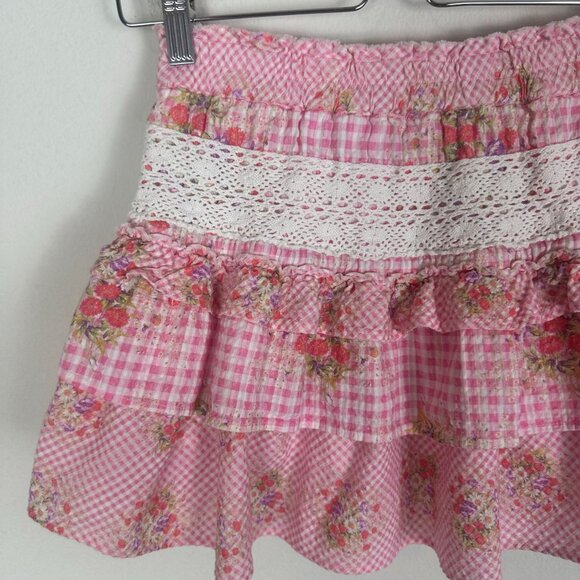 LoveShackFancy Pink Ruffled Mini Skirt - Picture 9 of 9